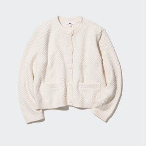 UNIQLO Knitted Short Cardigan Sweater in Off white / Cream